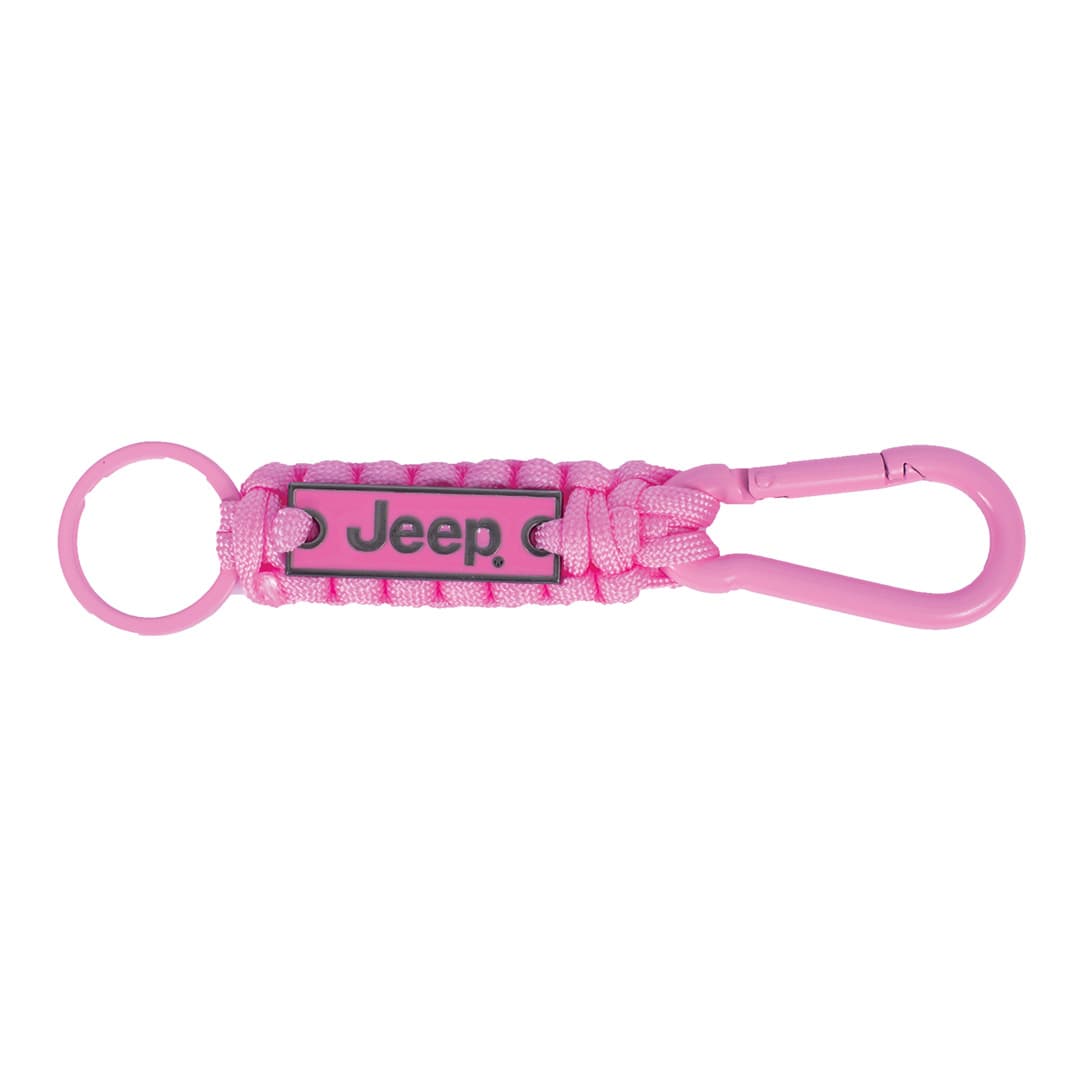 Front of the Jeep Pink Paracord Keychain