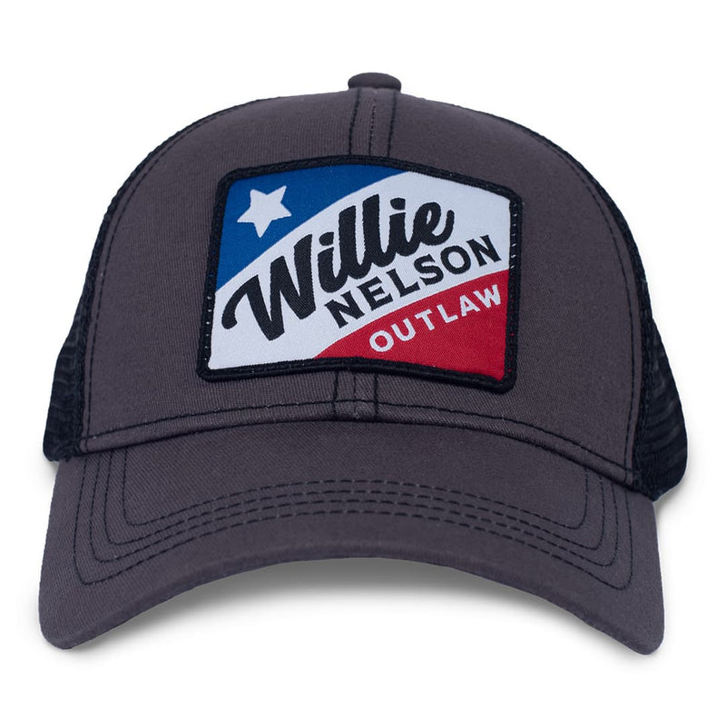 Front of the willie nelson outlaw patch hat