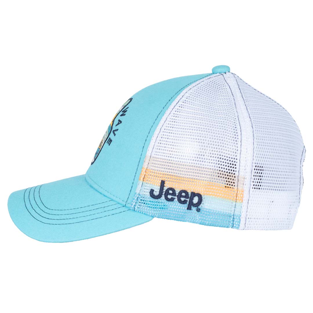 Blue Jeep Catch a Wave trucker hat side