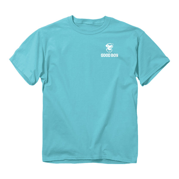 front side of the good boy country club tee with good boy logo