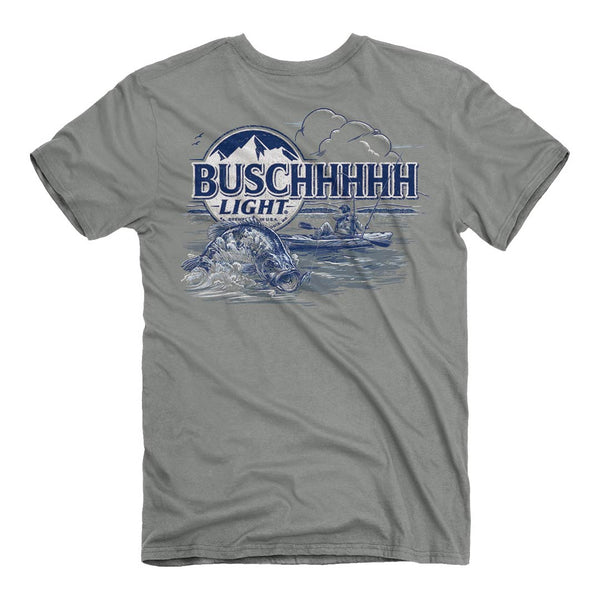 Busch Light Bass Catch Front and Back Print T-Shirt Grey - 3XLarge